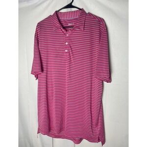 Johnnie O Men's Polo Shirt Red Blue Striped Size XL